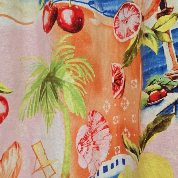 C&C California White Dress with Blue and Green Beach Patterns, XL, NWT - Picture 9 of 16